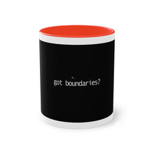 Load image into Gallery viewer, got boundaries? Two-Tone Coffee Mug, 11oz